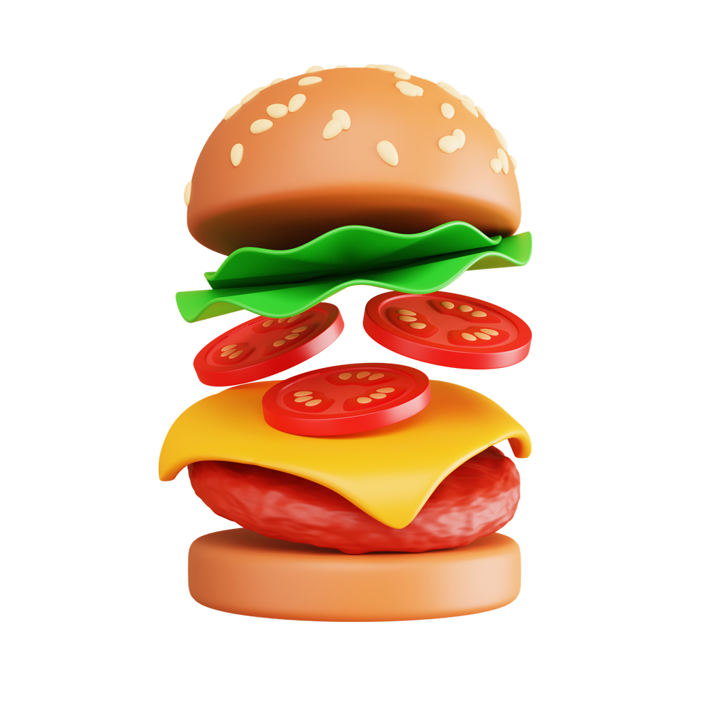 illustration d'un burger en 3D