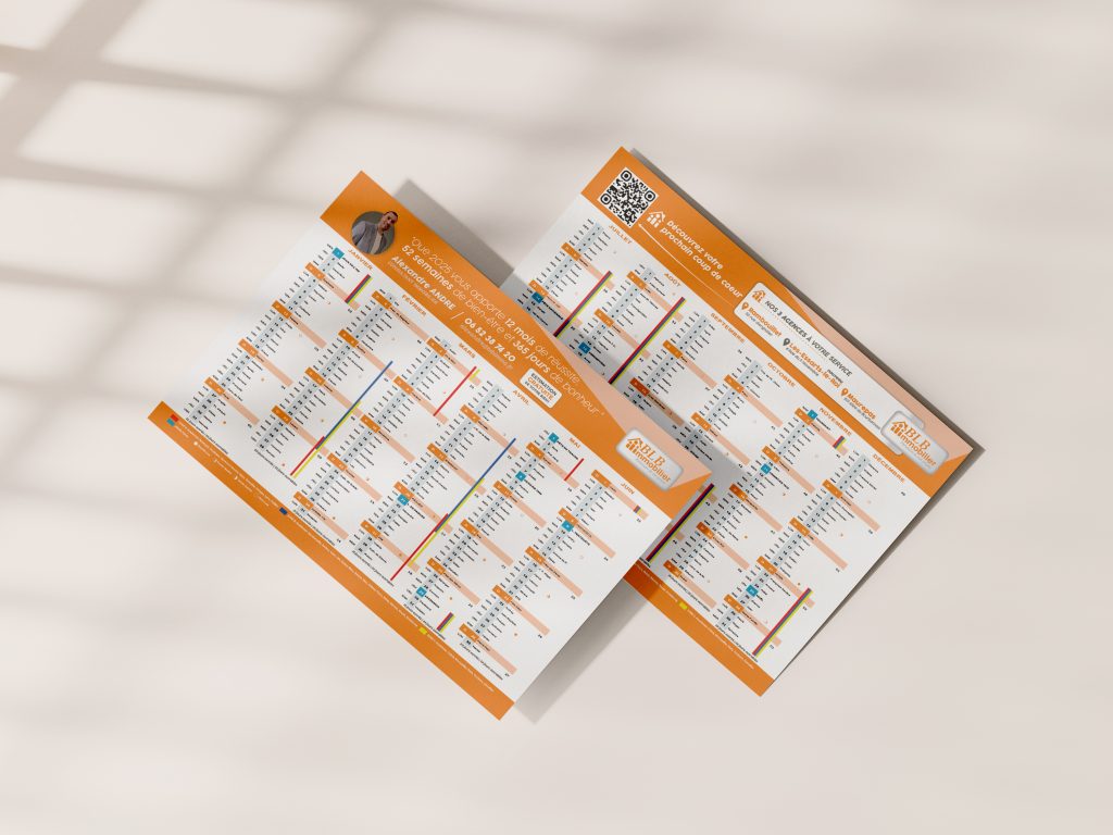 Création d'Un Calendrier Commercial Personnalisé Agence BLB Immobilier.