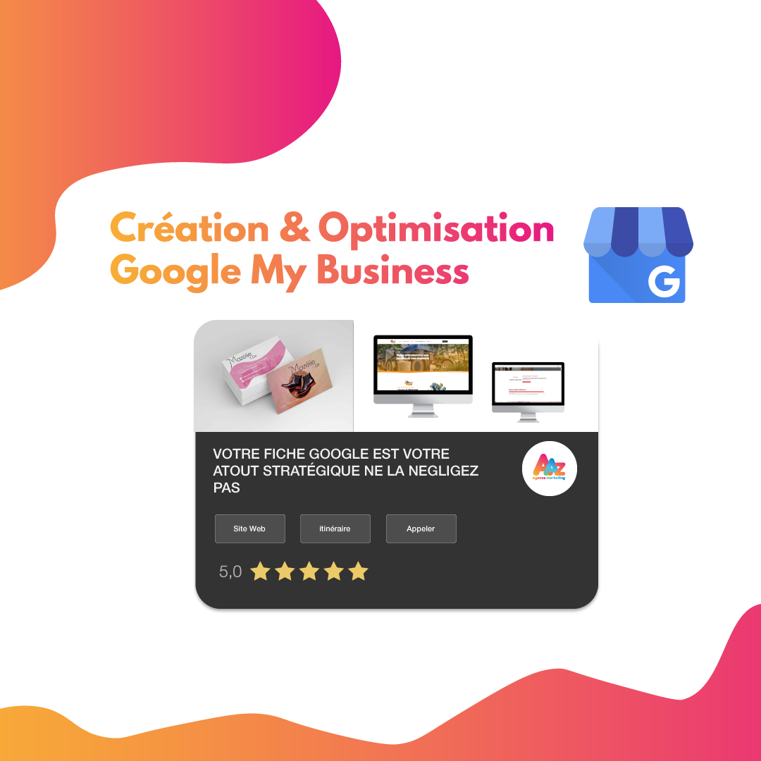 Visuel de présentation de notre service de création optimisation de votre fiche Google.+